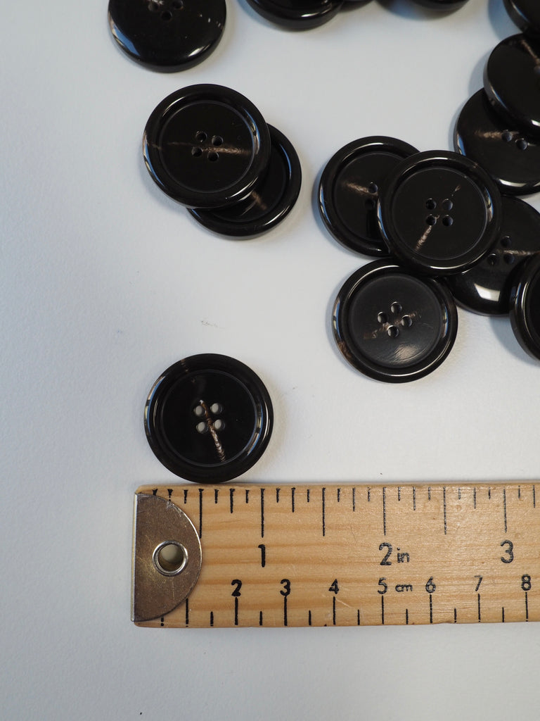 Dark Brown Faux-Horn Plastic Button 28mm