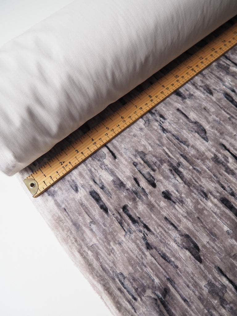 Grey Brushstroke Textured Furnishing Velvet