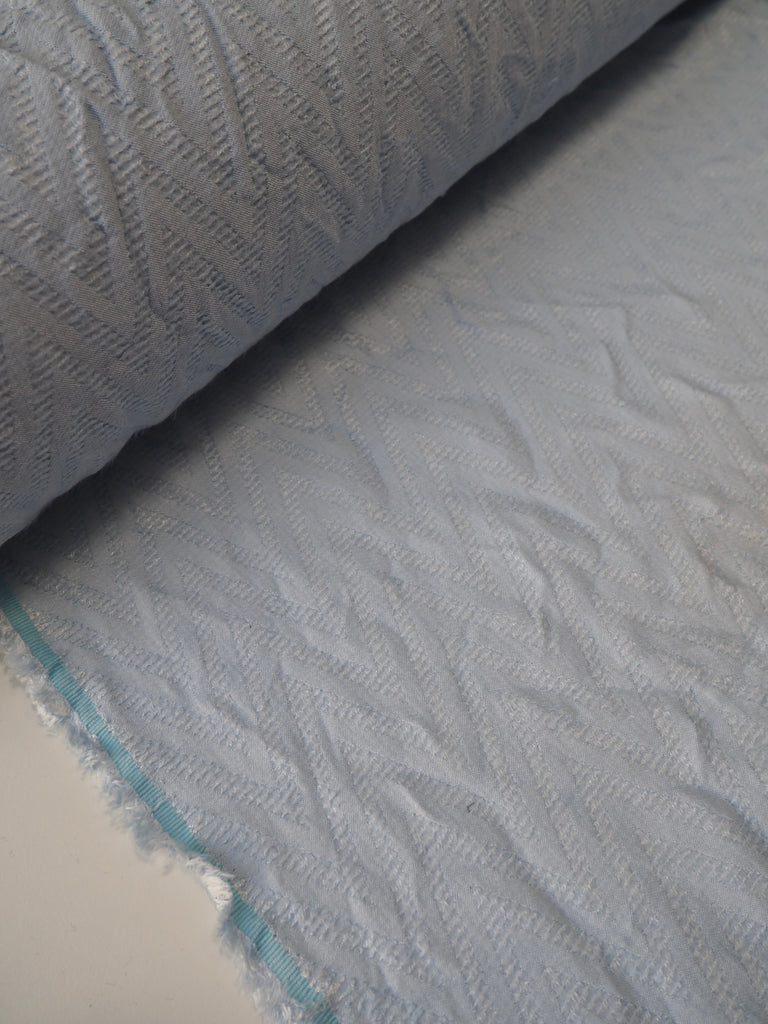 Ice Blue Viscose Chevron Jacquard