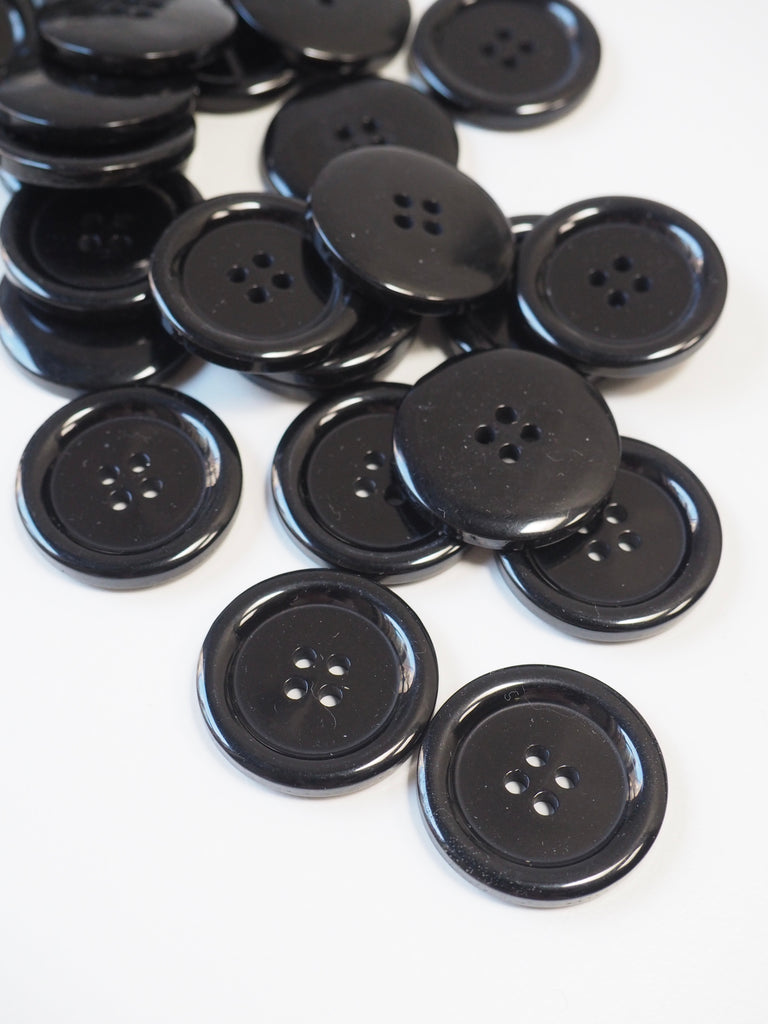 Black Polished Corozo Button 25mm