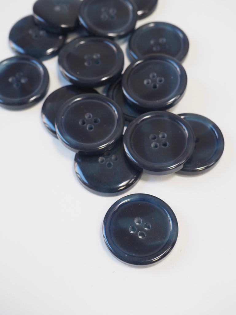 Navy Mottled Plastic Button 25mm