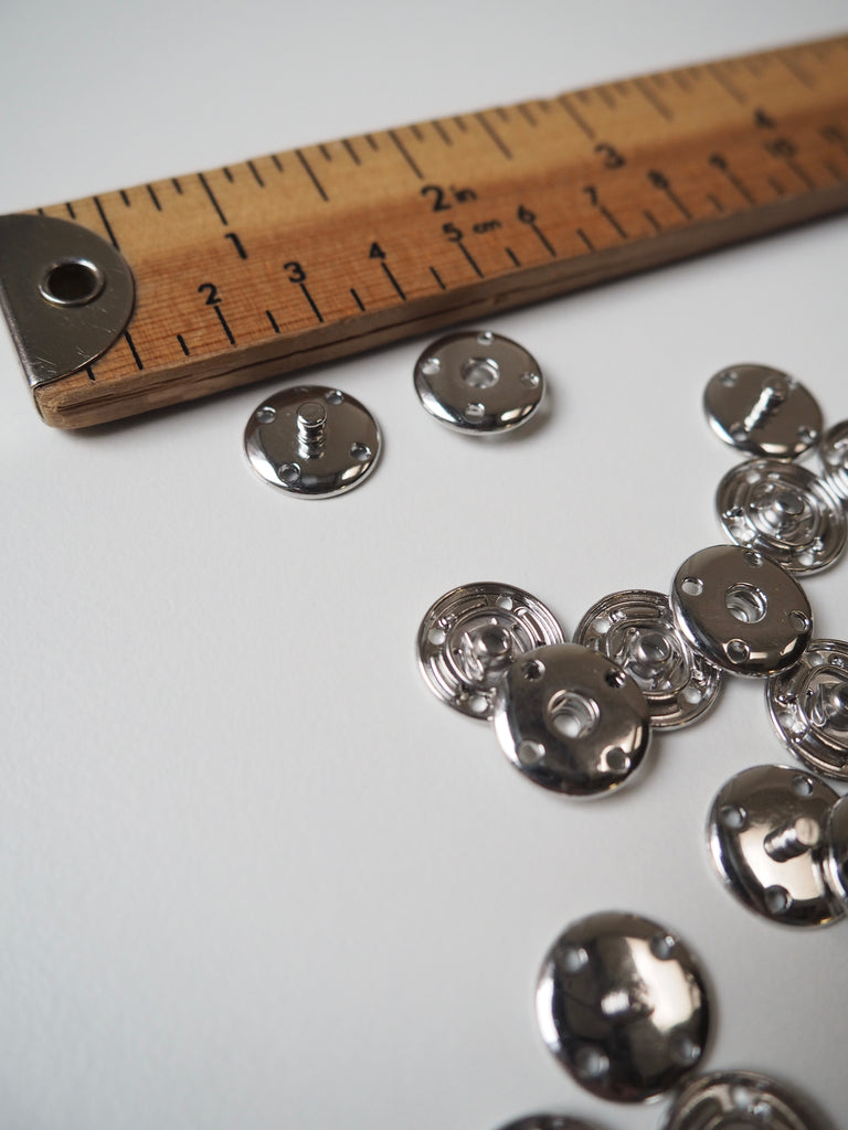 Sleek Silver Sew-On Press Studs 14mm - 10 pairs