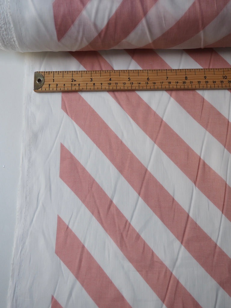 Liberty Red Broken Stripe Silk/Cotton Voile