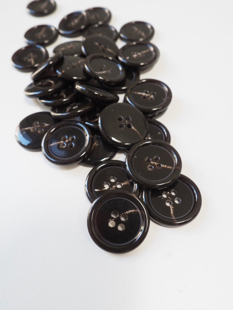 Dark Brown Faux-Horn Plastic Button 23mm