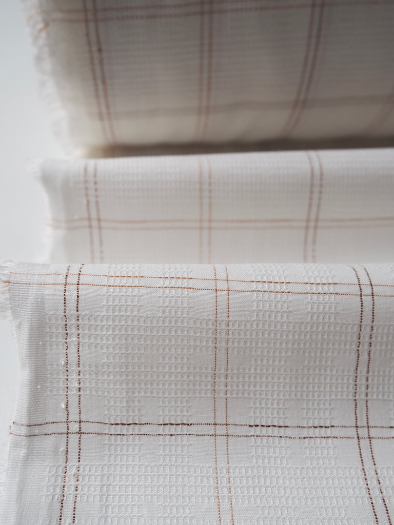 Textured White + Copper Gridded Cotton