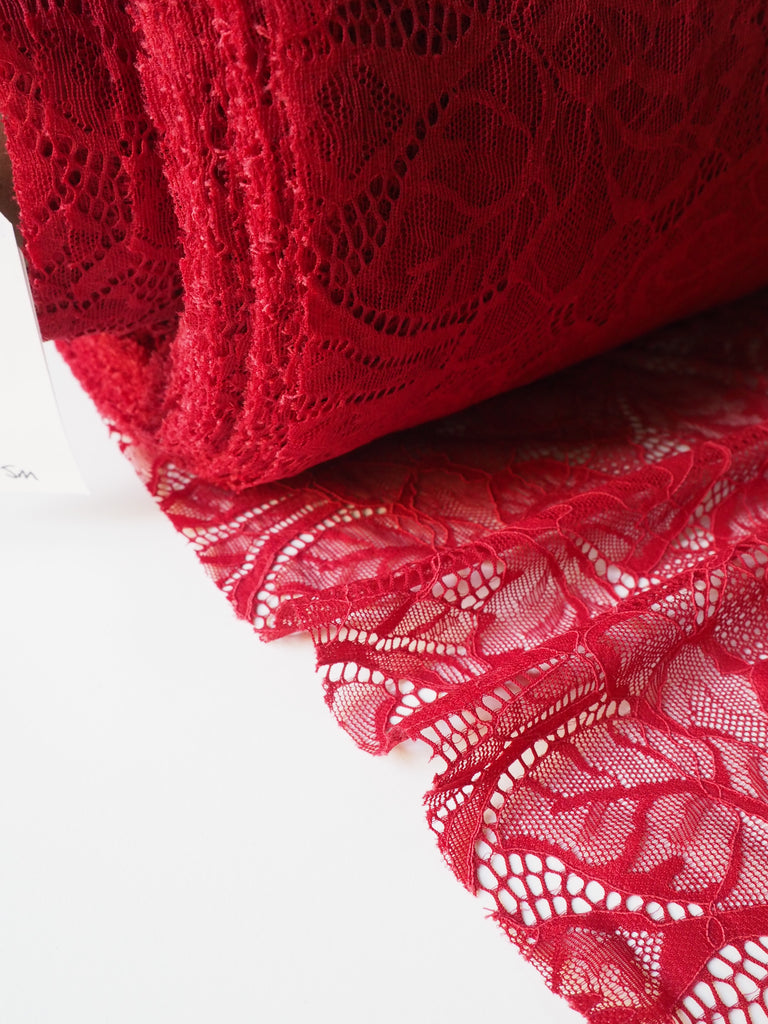 Crimson Carnation Stretch Lace