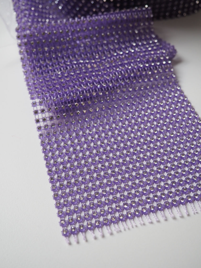 Purple Diamanté Mesh Trim