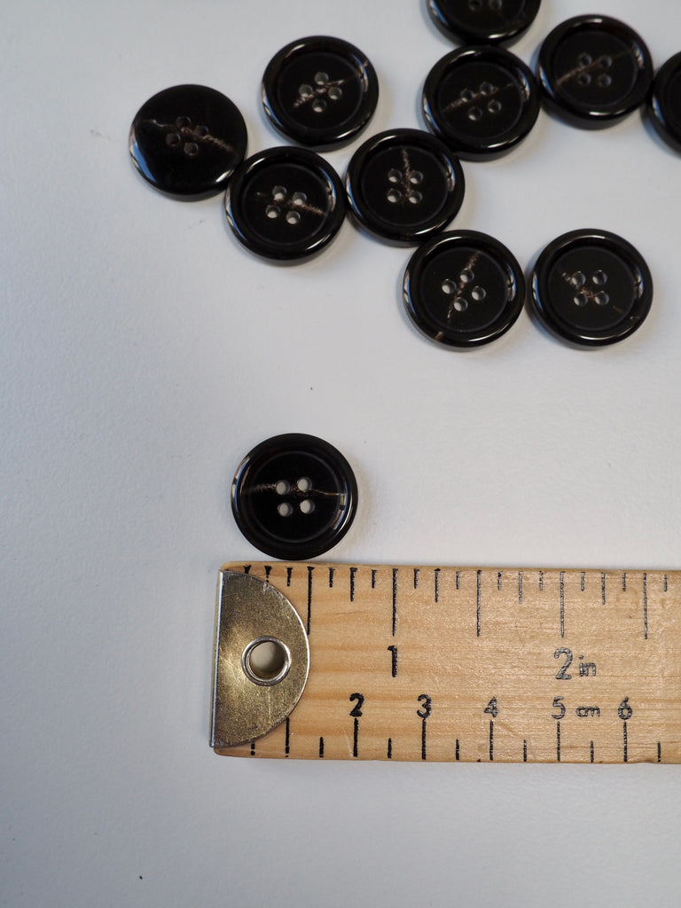 Dark Brown Faux-Horn Plastic Button 20mm