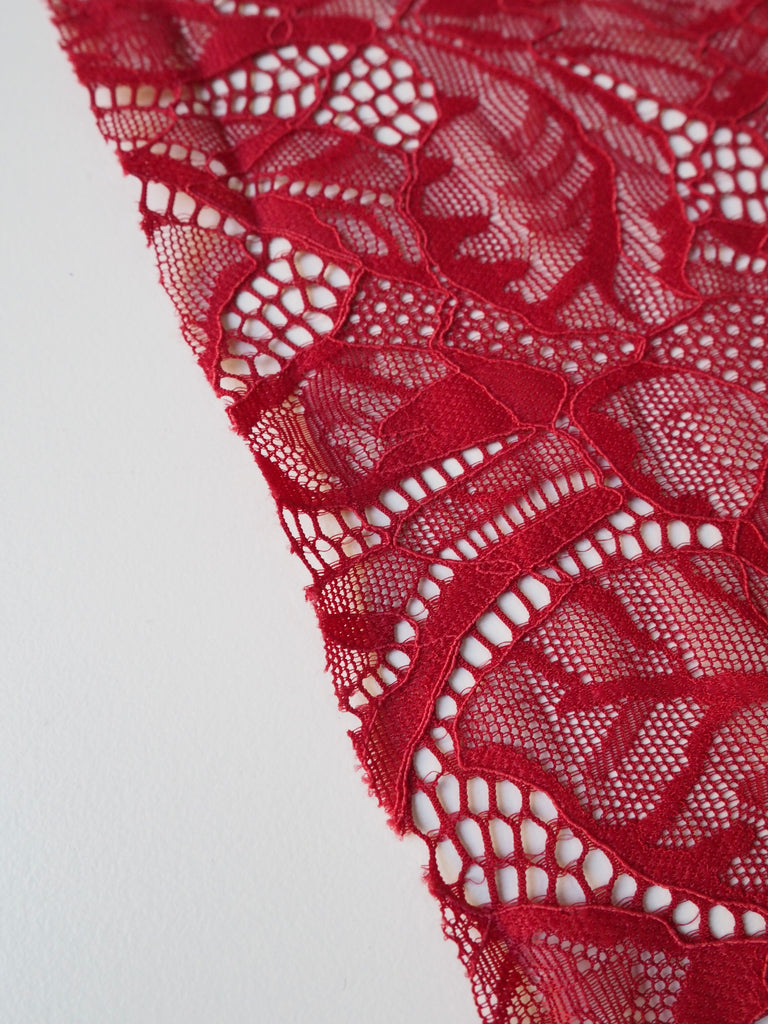 Crimson Carnation Stretch Lace