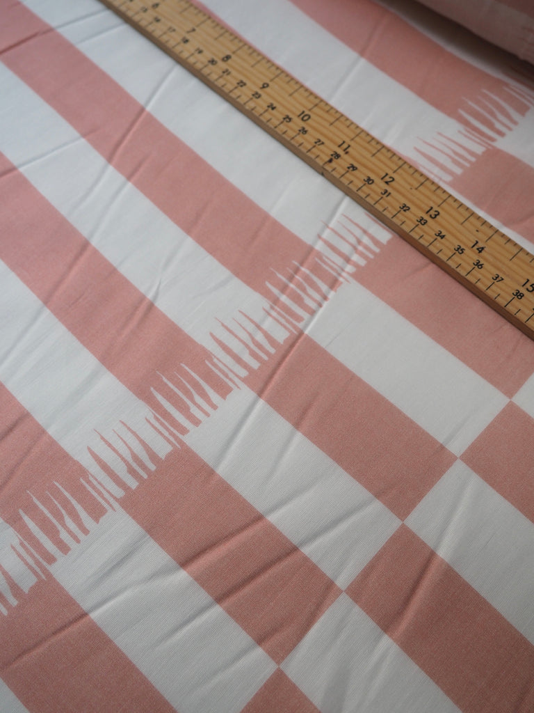 Liberty Red Broken Stripe Silk/Cotton Voile