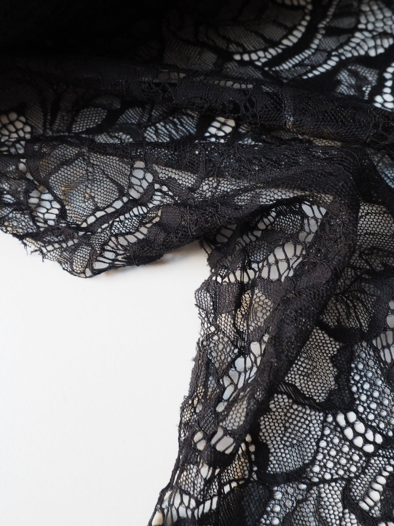 Black Carnation Stretch Lace