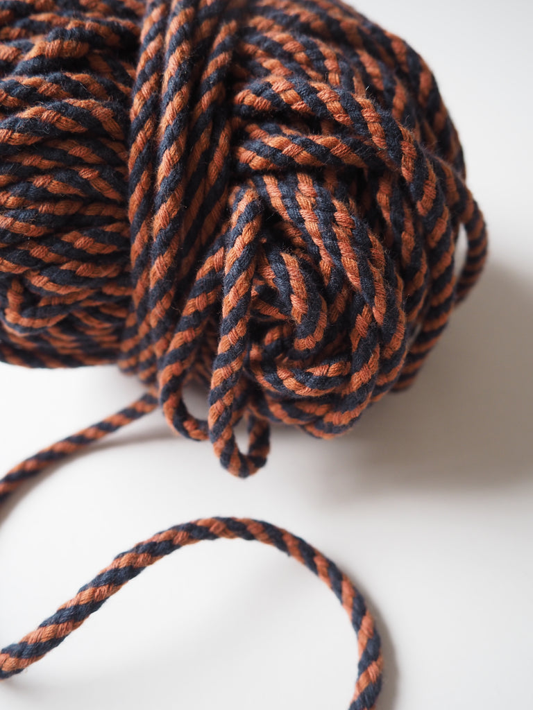 Terracotta and Black Cotton Braided Cord 6mm