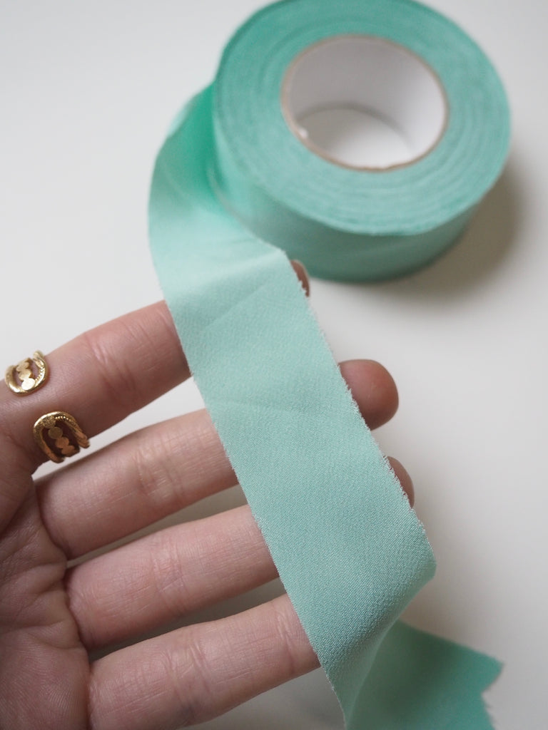 Mint Silk Crepe de Chine Bias Tape 20m Roll