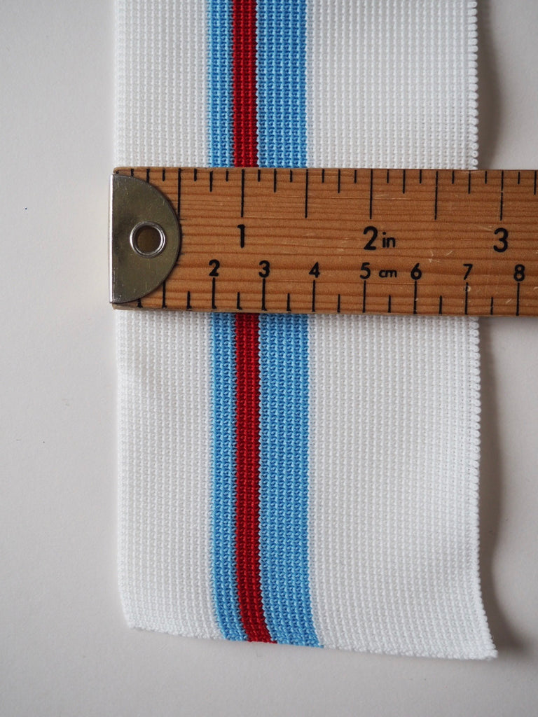 White and Blue Stripe Ribbed Cuff 7cm