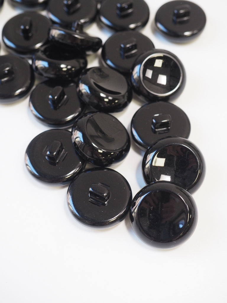 Black Plastic Chunky Concave Button 22mm