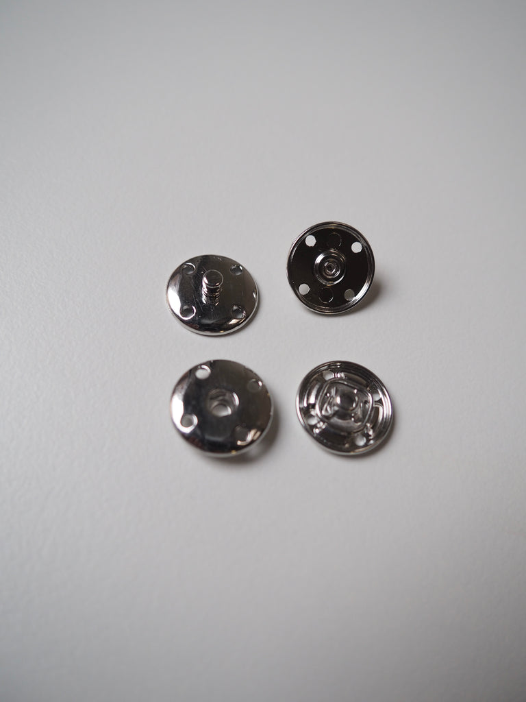 Sleek Silver Sew-On Press Studs 14mm - 10 pairs