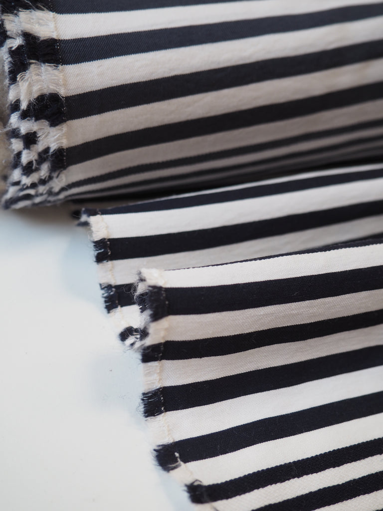 Midnight and White Stripe Twill