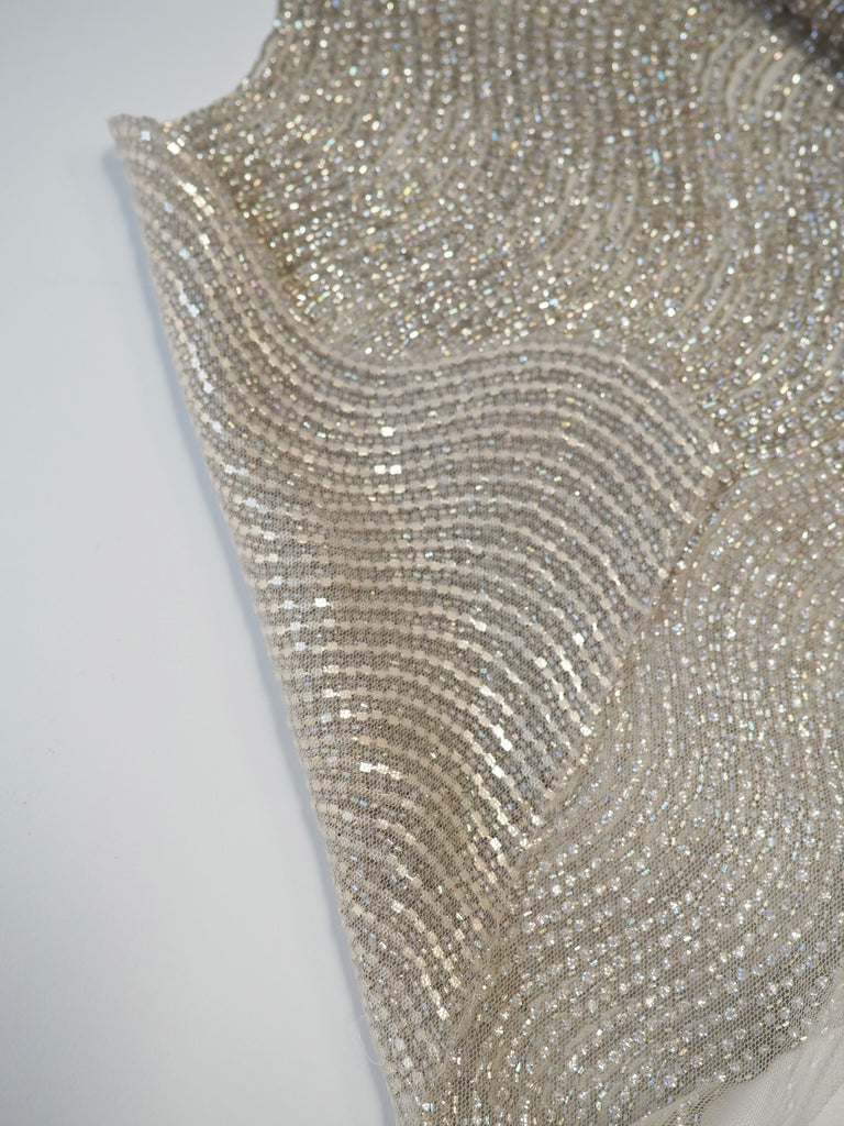 Hand Beaded Crystal Wave Panel