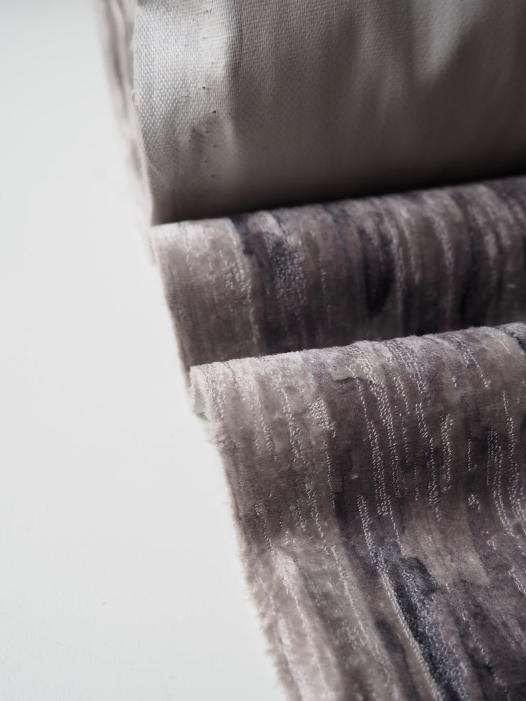 Grey Brushstroke Textured Furnishing Velvet