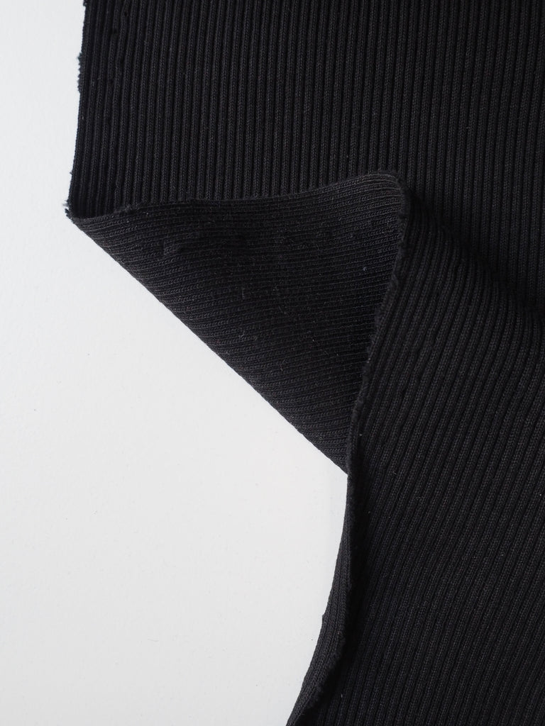 Black Cotton 2x2 Rib Jersey